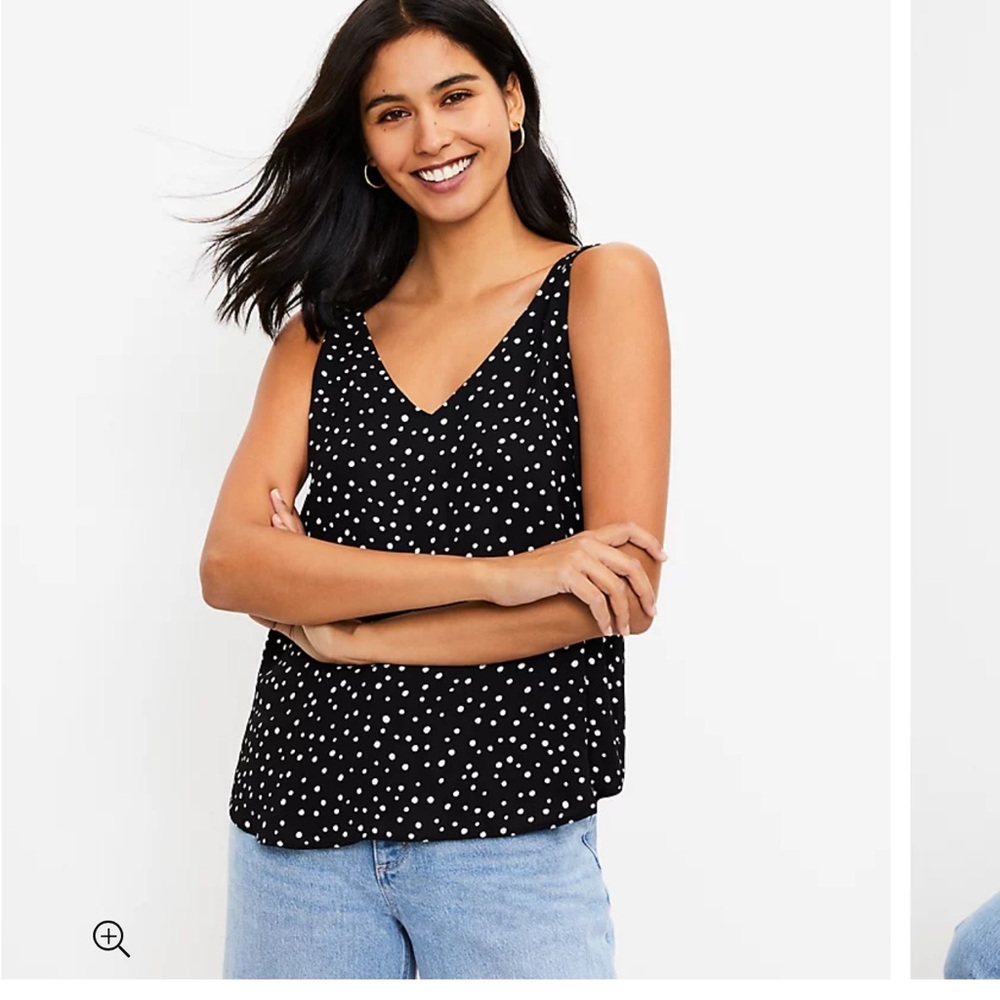 LOFT dotted double V shell top